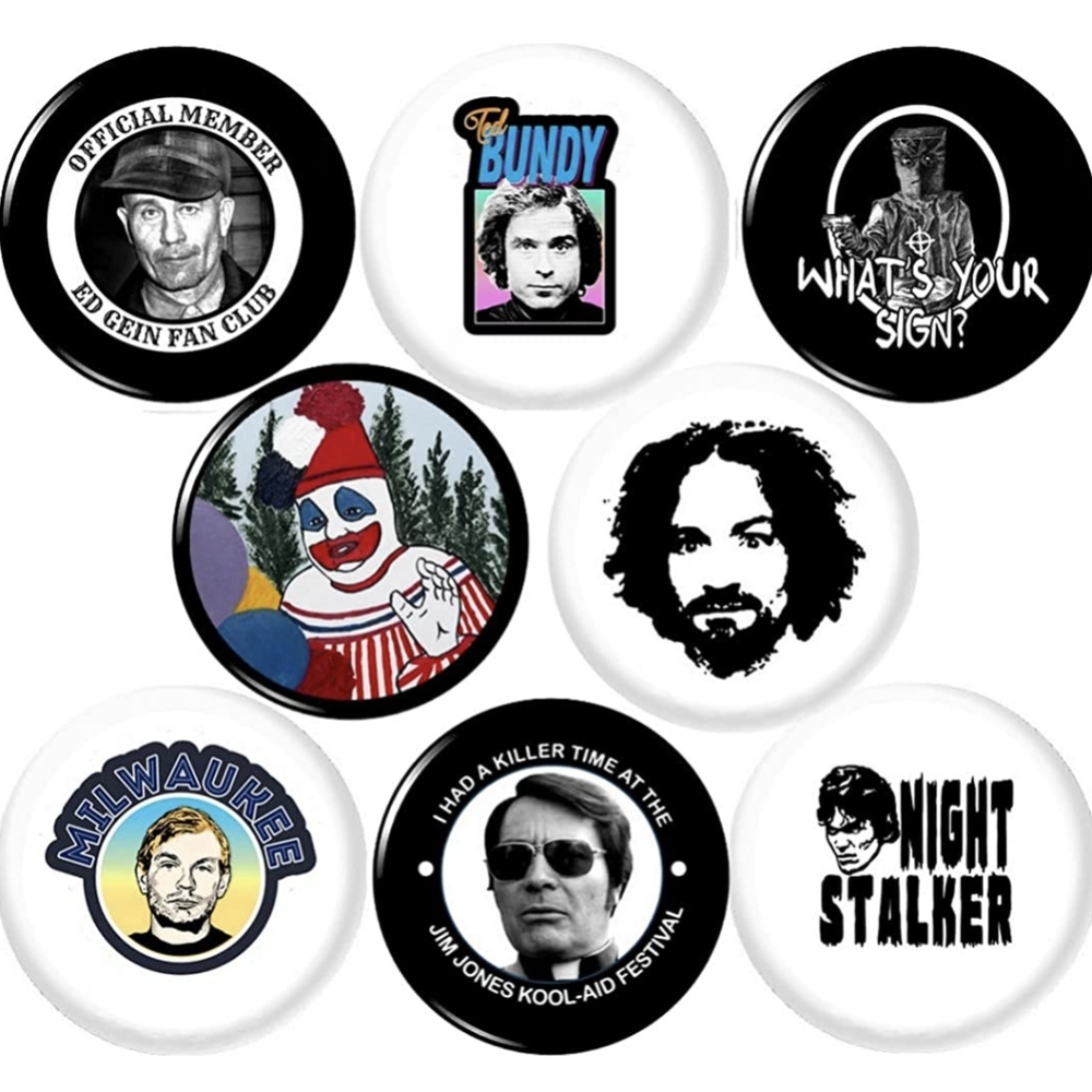 Serial killers buttons badge pins set of 8